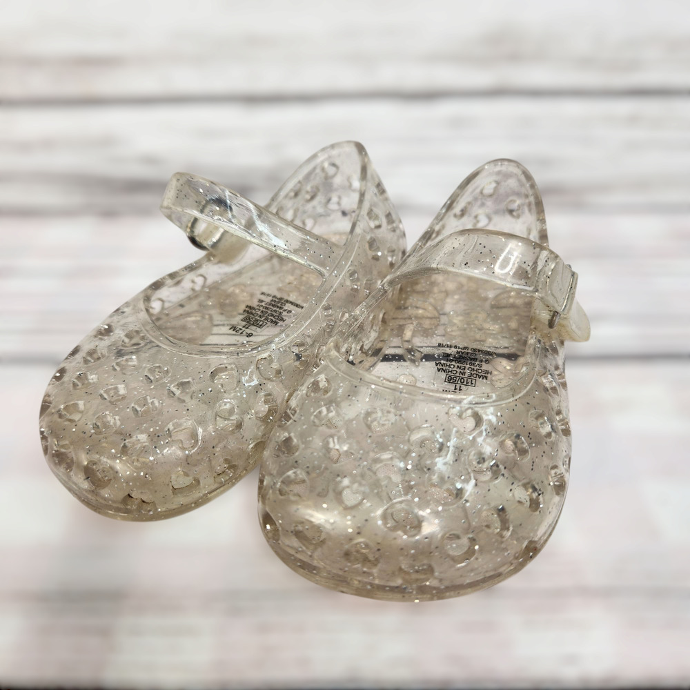Old Navy Baby Jelly Shoes Size 6 - 12M Clear Sparkles Easter Spring